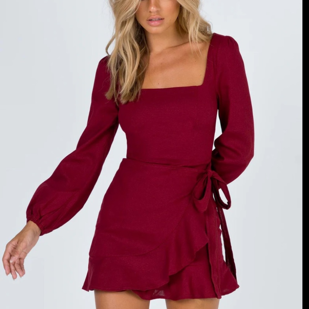 Princess Polly Villa Mini Dress in Burgundy